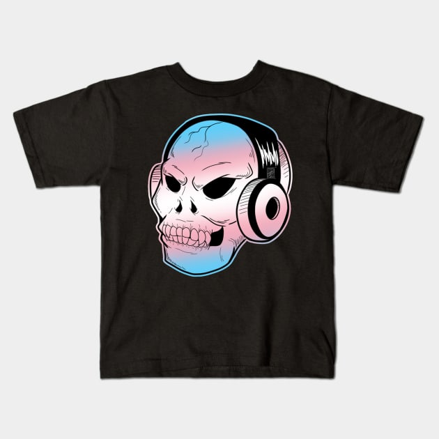 Trans Pride Fanged Skull Kids T-Shirt by shaygoyle